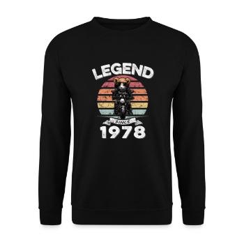 1978 Geburtstag Legend since sunset Teddy - Unisex Pullover - Schwarz - Vorne - Alina (178cm) & Michal (187cm)