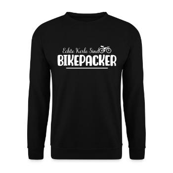 Real guys are bikepackers - Unisex Sweatshirt - black - Front - Alina (178cm) & Michal (187cm)