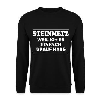 Steinmetz Spruch Beruf Lustiges Steinmetz Geschenk - Unisex Pullover - Schwarz - Vorne - Alina (178cm) & Michal (187cm)