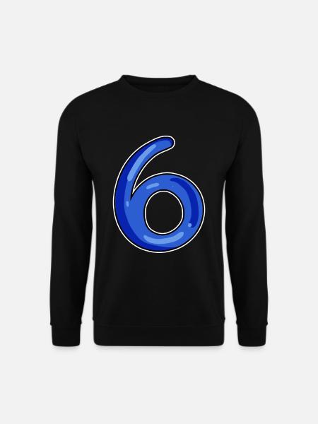 Zahl 6 Nummer Dunkelblau - Unisex Pullover - Schwarz