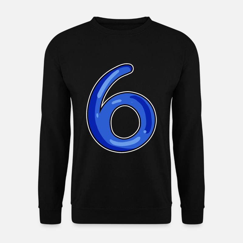 Zahl 6 Nummer Dunkelblau - Unisex Pullover - Schwarz