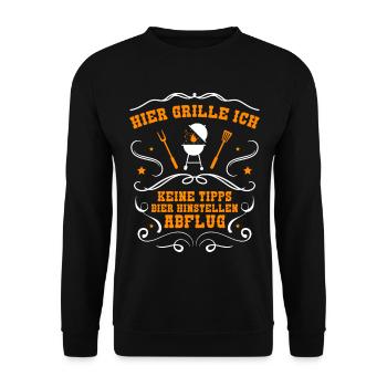 Hier Grille Ich - Keine Tipps - Abflug - Unisex Pullover - Schwarz - Vorne - Alina (178cm) & Michal (187cm)