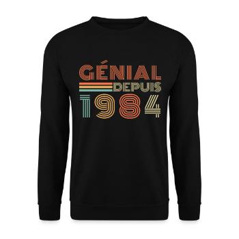 Awesome Since 1984 Retro Birthday Gift - Unisex Sweatshirt - black - Front - Alina (178cm) & Michal (187cm)