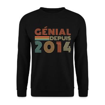 Génial Depuis 2014 Cadeau Retro Anniversaire - Sweat-shirt Unisexe - noir - Devant - Alina (178cm) & Michal (187cm)