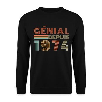 Génial Depuis 1974 Cadeau Retro Anniversaire - Sweat-shirt Unisexe - noir - Devant - Alina (178cm) & Michal (187cm)