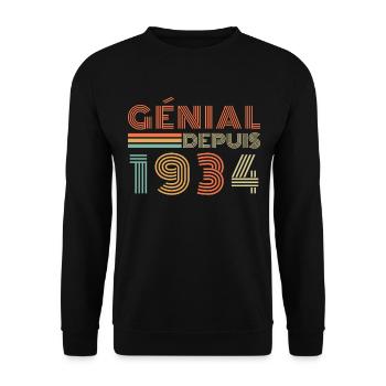 Awesome Since 1934 Retro Birthday Gift - Unisex Sweatshirt - black - Front - Alina (178cm) & Michal (187cm)