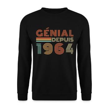 Awesome Since 1964 Retro Birthday Gift - Unisex Sweatshirt - black - Front - Alina (178cm) & Michal (187cm)