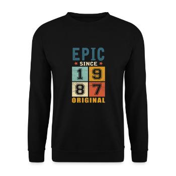 1987 Birthday Epic since - Unisex Sweatshirt - black - Front - Alina (178cm) & Michal (187cm)