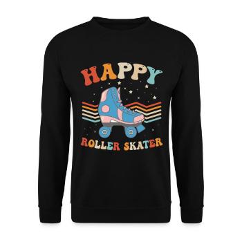 Roller Skates Roller Skating - Happy Roller Skater - Unisex Pullover - Schwarz - Vorne - Alina (178cm) & Michal (187cm)