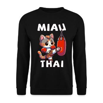 Muay Thai Boxing, Thai Boxing Kickboxen Miau Thai - Unisex Pullover - Schwarz - Vorne - Alina (178cm) & Michal (187cm)