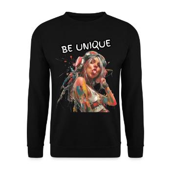 BE UNIQUE. Self-loyalty, self-confident, individual, - Unisex Sweatshirt - black - Front - Alina (178cm) & Michal (187cm)