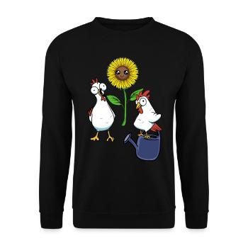 poulets, jardinier amateur, jardinage, jardinage, fleur - Sweat-shirt Unisexe - noir - Devant - Alina (178cm) & Michal (187cm)