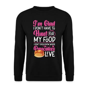 Pancake Lover Kids I'm Glad I - Unisex Sweatshirt - black - Front - Alina (178cm) & Michal (187cm)