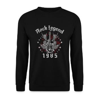 1985 Birthday Rock Legends Guitar - Unisex Sweatshirt - black - Front - Alina (178cm) & Michal (187cm)