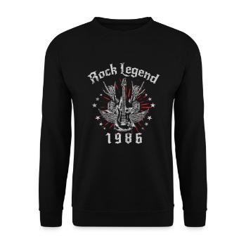 1986 Birthday Rock Legends Guitar - Unisex Sweatshirt - black - Front - Alina (178cm) & Michal (187cm)