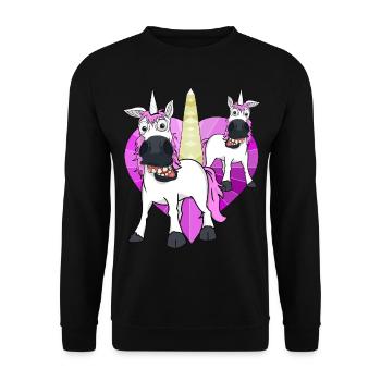Unicorns Heart Unicorn Mythical Creature Birthday Child - Unisex Sweatshirt - black - Front - Alina (178cm) & Michal (187cm)