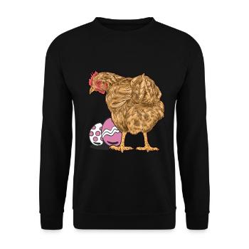 Chicken, Poultry, Poultry, Eggs, Egg, Easter, Easter Egg - Unisex Sweatshirt - black - Front - Alina (178cm) & Michal (187cm)