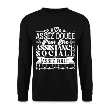 Cadeau Assistante Sociale. Parfaite Assistante. - Sweat-shirt Unisexe - noir - Devant - Alina (178cm) & Michal (187cm)