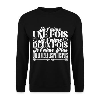 Ich liebe dich einmal, ich liebe dich zweimal - Unisex Pullover - Schwarz - Vorne - Alina (178cm) & Michal (187cm)