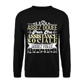 Cadeau Assistante Sociale. Parfaite Assistante. - Sweat-shirt Unisexe - noir - Devant - Alina (178cm) & Michal (187cm)