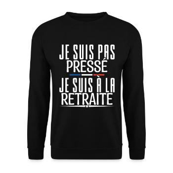 retraite.je'm not in a hurry, I'm retired. - Unisex Sweatshirt - black - Front - Alina (178cm) & Michal (187cm)