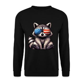 America Independence Day American Raccoon Cute - Unisex Sweatshirt - black - Front - Alina (178cm) & Michal (187cm)