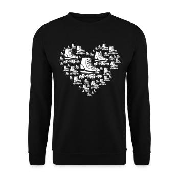 Roller Skating Heart with Roller Skates - Unisex Pullover - Schwarz - Vorne - Alina (178cm) & Michal (187cm)