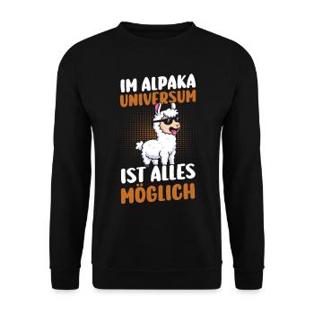 Alpaca - Unisex Sweatshirt - black - Front - Alina (178cm) & Michal (187cm)