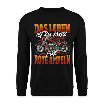 Motorrad, Motorradhelm, Motorradbekleidung, Bestes - Unisex Pullover - Schwarz - Vorne - Alina (178cm) & Michal (187cm)