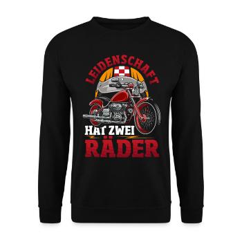 Motorrad, Motorradhelm, Motorradbekleidung, Bestes - Unisex Pullover - Schwarz - Vorne - Alina (178cm) & Michal (187cm)