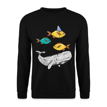 poisson, poisson, requin, mammifères marins, animaux marins, océan - Sweat-shirt Unisexe - noir - Devant - Alina (178cm) & Michal (187cm)