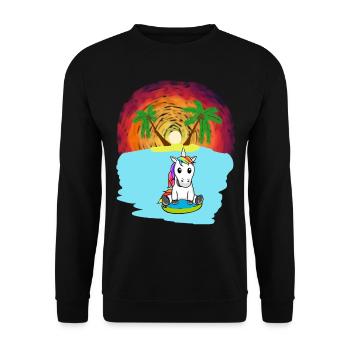 Licorne Mers du Sud Vacances Océan Île Détresse Mer Lac - Sweat-shirt Unisexe - noir - Devant - Alina (178cm) & Michal (187cm)