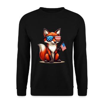 Fox America Independence Day 4th of July Funny - Unisex Sweatshirt - black - Front - Alina (178cm) & Michal (187cm)