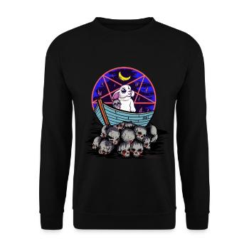 Hase Totenkopf Horror Halloween Dark Fantasy - Unisex Pullover - Schwarz - Vorne - Alina (178cm) & Michal (187cm)