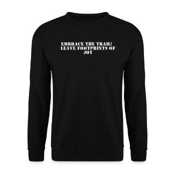 Wandern - Embrace the trail, leave footprints of - Unisex Pullover - Schwarz - Vorne - Alina (178cm) & Michal (187cm)