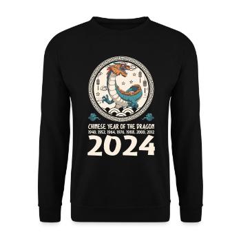 Chinese Year of the Dragon 2024 Chinese New Years - Unisex Sweatshirt - black - Front - Alina (178cm) & Michal (187cm)