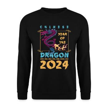 Chinese Year of the Dragon 2024 Chinese New Years - Unisex Sweatshirt - black - Front - Alina (178cm) & Michal (187cm)
