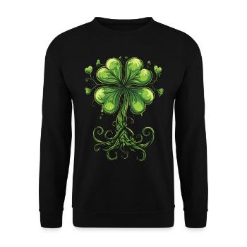 Irish Clover Tree Shamrock Symbol St Patrick's Day - Unisex Sweatshirt - black - Front - Alina (178cm) & Michal (187cm)