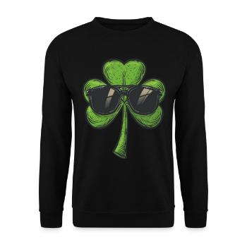 Saint Patricks day Kleeblatt Sonnenbrille Shamrock - Unisex Pullover - Schwarz - Vorne - Alina (178cm) & Michal (187cm)