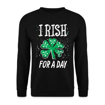 Irlandais Pour Un Jour St Patrick’s Day Shamrock Drôle - Sweat-shirt Unisexe - noir - Devant - Alina (178cm) & Michal (187cm)