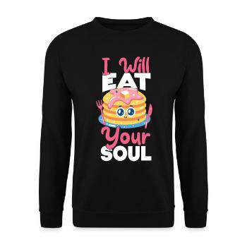 Pancake Lover Kids I Will Eat Your - Unisex Sweatshirt - black - Front - Alina (178cm) & Michal (187cm)