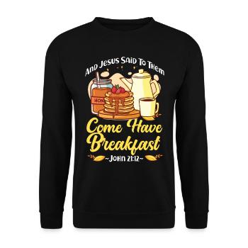 Citation biblique pour enfants amoureux des crêpes - Sweat-shirt Unisexe - noir - Devant - Alina (178cm) & Michal (187cm)
