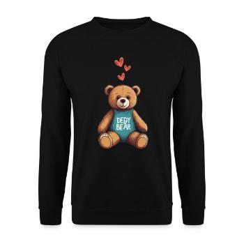 Teddy Bear Cartoon with Hearts Teddy Bear Cute - Unisex Sweatshirt - black - Front - Alina (178cm) & Michal (187cm)