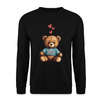 Teddy Bear Cartoon with Hearts Teddy Bear Cute - Unisex Sweatshirt - black - Front - Alina (178cm) & Michal (187cm)