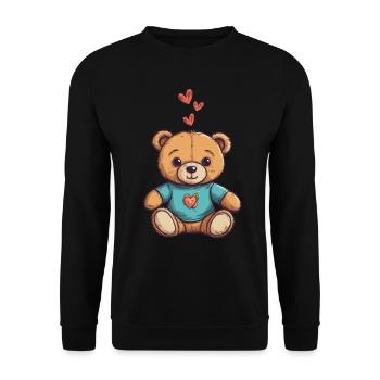 Teddy Bear Cartoon with Hearts Teddy Bear Cute - Unisex Sweatshirt - black - Front - Alina (178cm) & Michal (187cm)