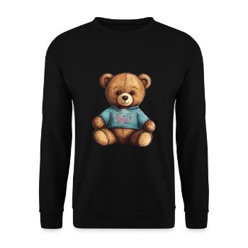 Teddy Bear Cartoon with Hearts Teddy Bear Cute - Unisex Sweatshirt - black - Front - Alina (178cm) & Michal (187cm)