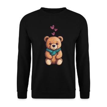 Teddy Bear Cartoon with Hearts Teddy Bear Cute - Unisex Sweatshirt - black - Front - Alina (178cm) & Michal (187cm)