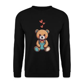 Teddy Bear Cartoon with Hearts Teddy Bear Cute - Unisex Sweatshirt - black - Front - Alina (178cm) & Michal (187cm)