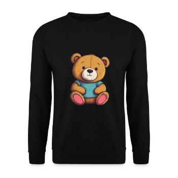 Teddy Bear Cartoon with Hearts Teddy Bear Cute - Unisex Sweatshirt - black - Front - Alina (178cm) & Michal (187cm)