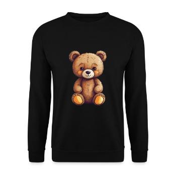 Teddy Bear Cartoon with Hearts Teddy Bear Cute - Unisex Sweatshirt - black - Front - Alina (178cm) & Michal (187cm)